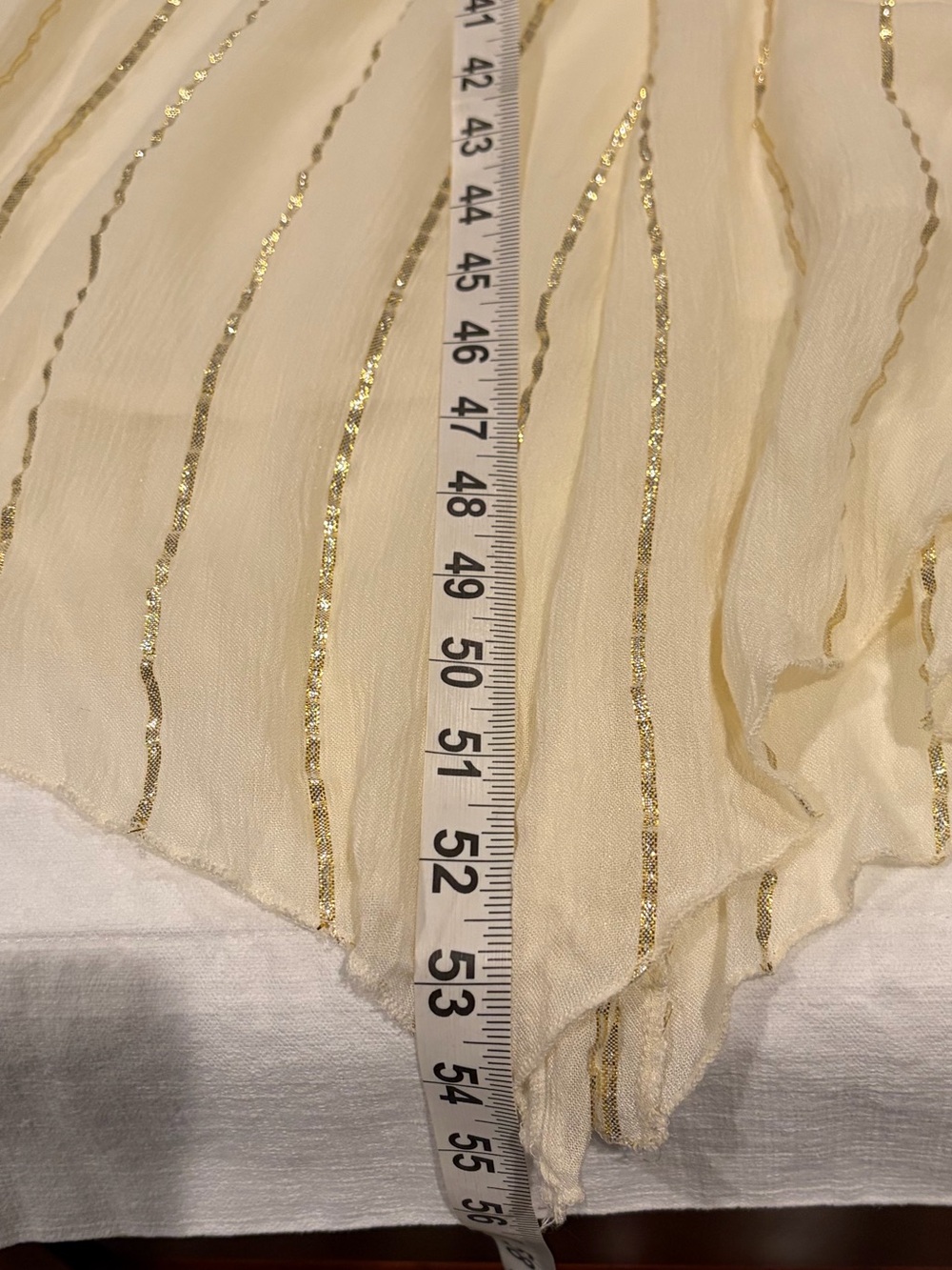 En Crème Sabrina Lurex Kimono Maxi Dress Cream Gold Stripes Asymmetrical Hem L - Picture 13 of 13